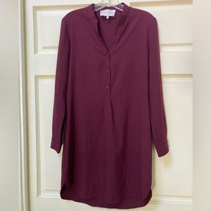 Charles Henry maroon long sleeve dress